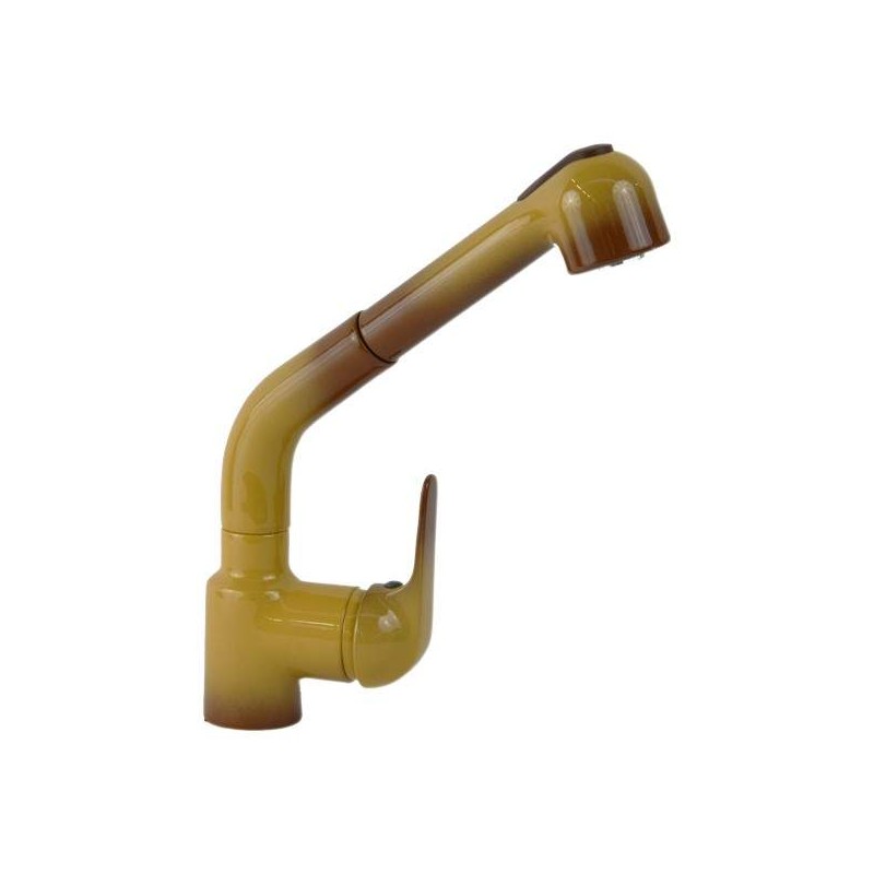 Kitchen sink mixer with high spout, pull-out shower, earth color of France Gattoni Callisto 0400/PC0T