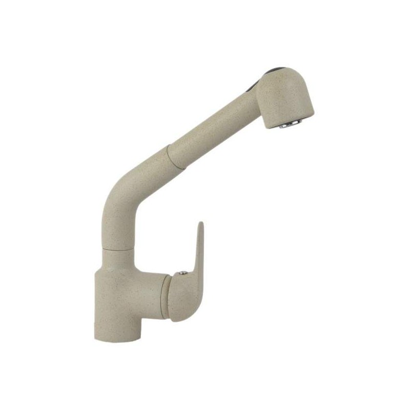 Kitchen sink mixer with high spout and extractable shower in oat granite color Gattoni Callisto 0400/PCBB