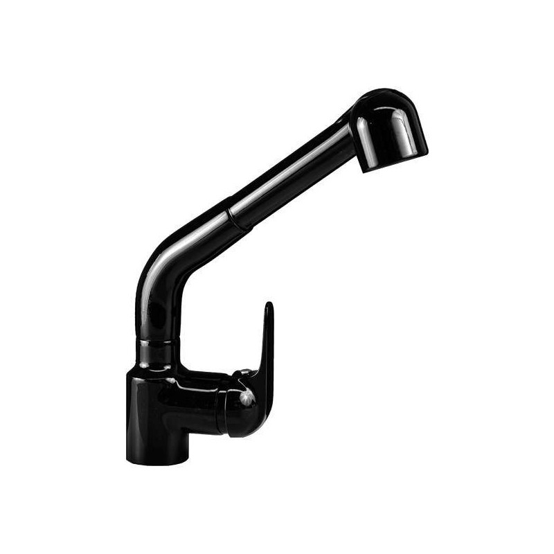 Kitchen sink mixer with high spout, pull-out shower, glossy black color Gattoni Callisto 0400/PC0N