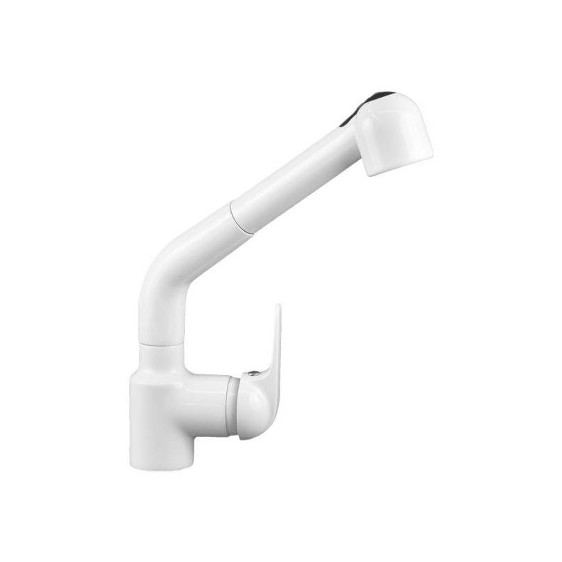 Kitchen sink mixer with high spout, extractable shower, glossy white color Gattoni Callisto 0400/PC01