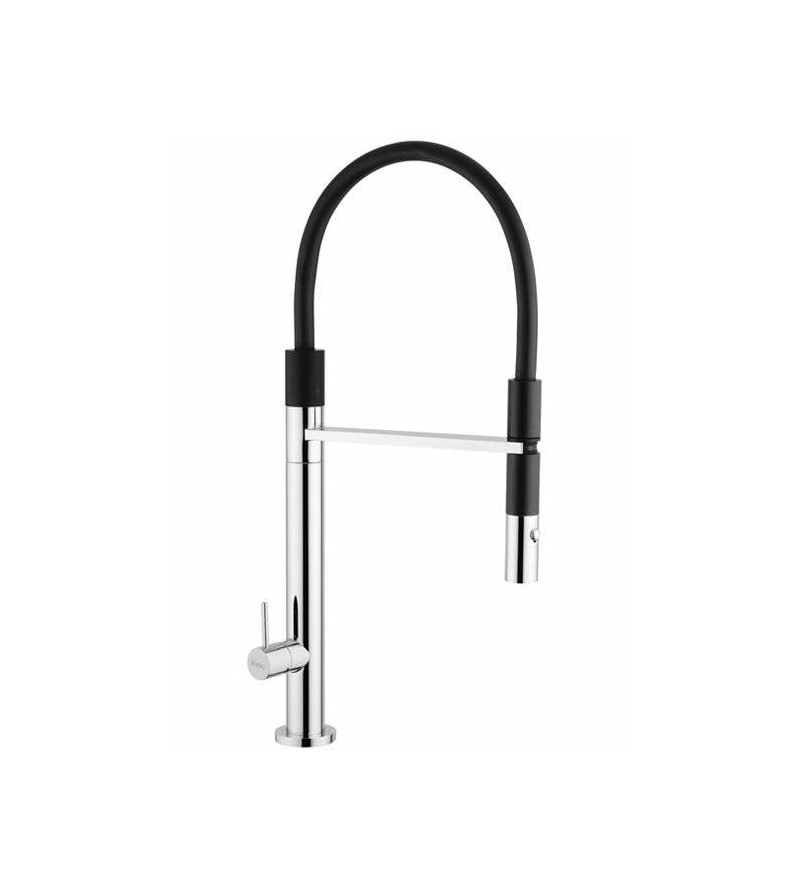Kitchen sink mixer with high matt black spout for campers and boats Elka Avirex 70350