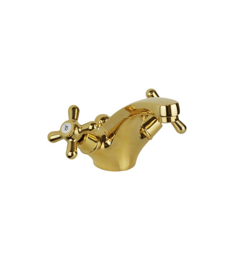 Rubinetto per lavabo doppia leva in colore oro Gattoni Calypso 5911/RED0