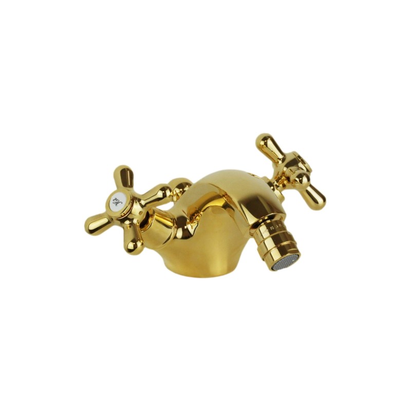 Single hole double lever bidet tap in gold color Gattoni Calypso 5931/RED0