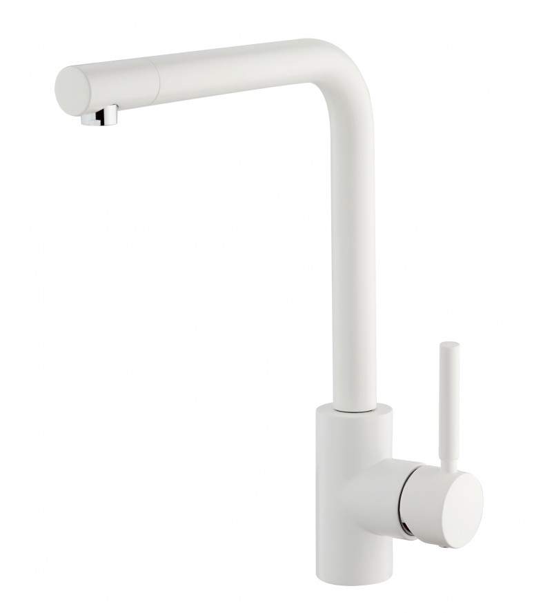 Kitchen sink mixer with adjustable spout in matt white Icrolla ALZO 7386BO