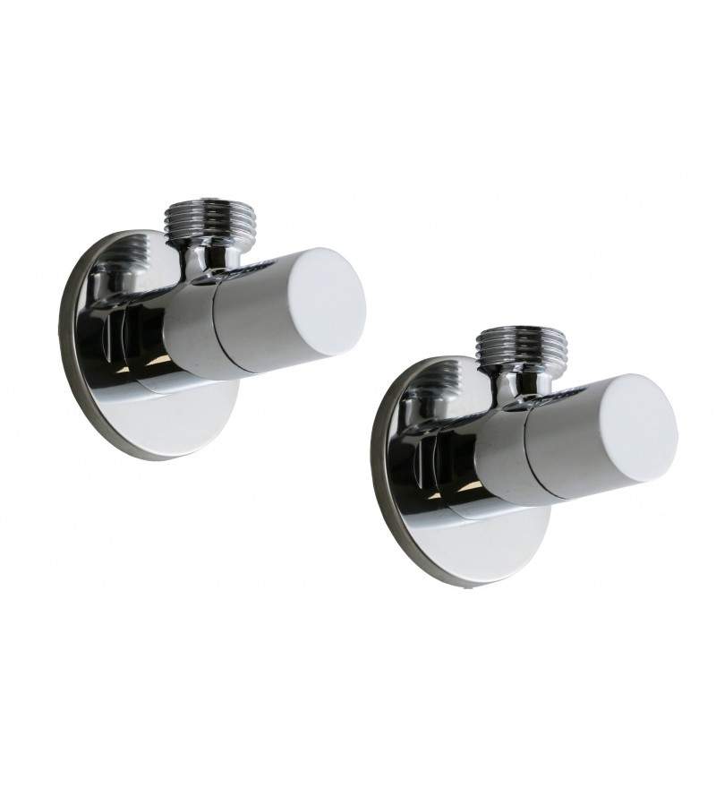 Pair of chrome taps for connecting round model mixers Sphera