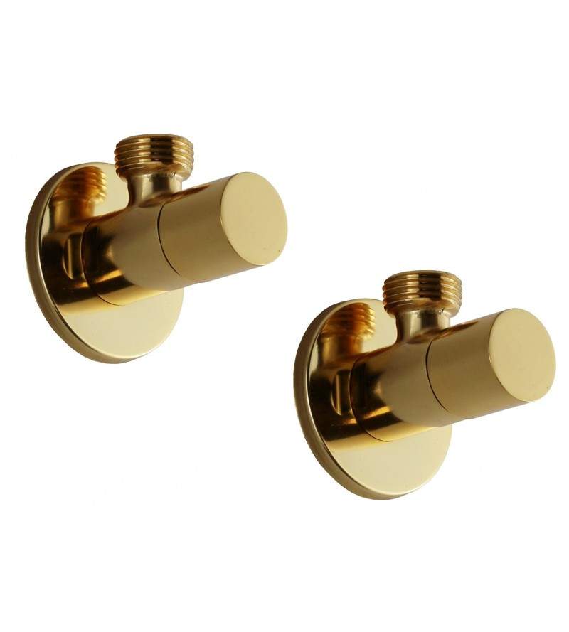 Pair of gold taps for connecting round model mixers Sphera