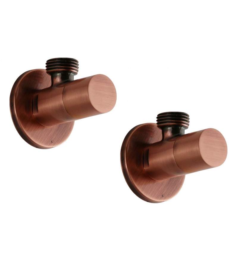 Pair of copper color taps for connecting round model mixers Sphera