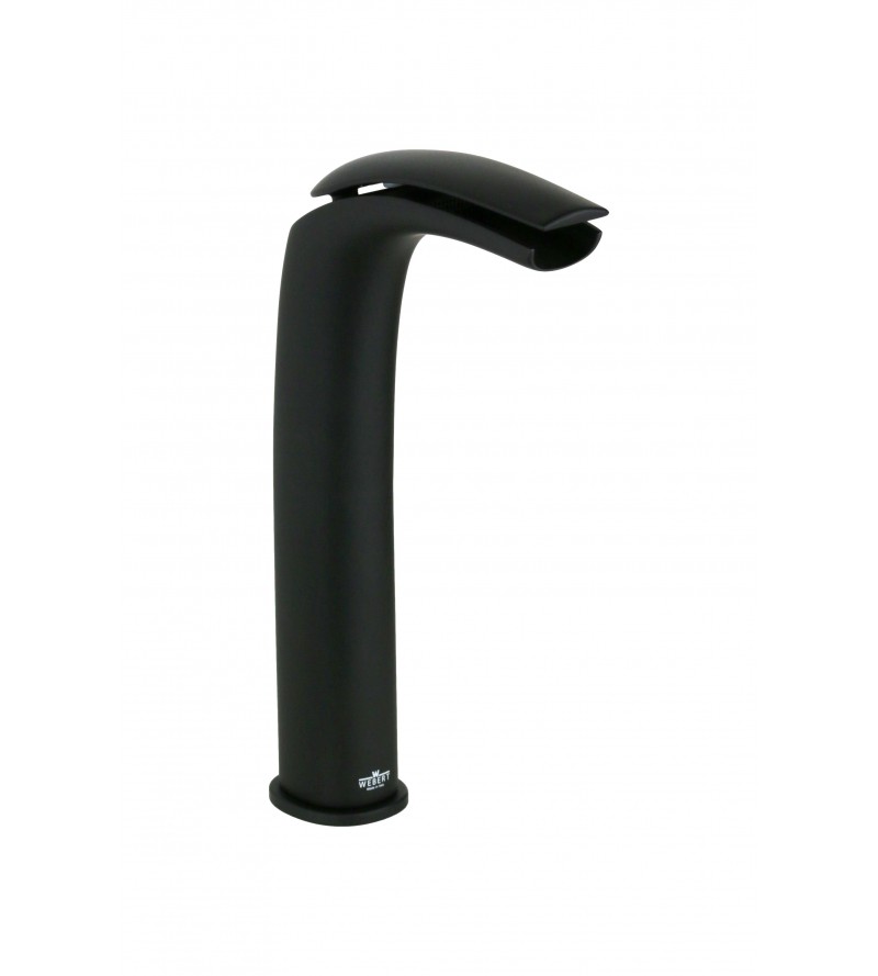 Mezclador de lavabo de cascada alto con desagüe clic-clac en acabado negro mate Webert Vento D830709560