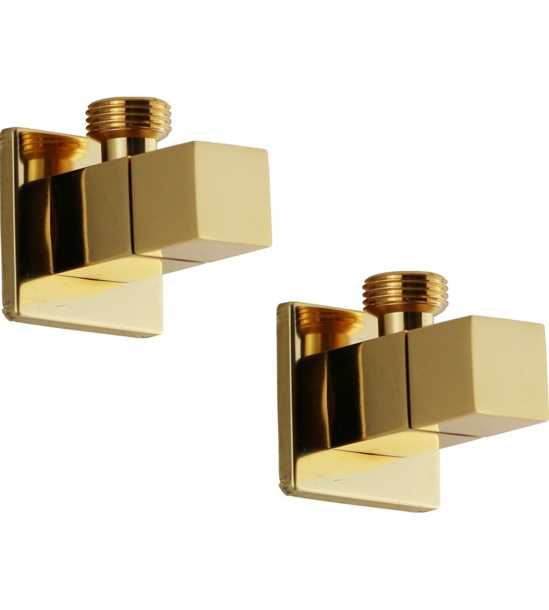Pair of gold square model angle valves Sphera