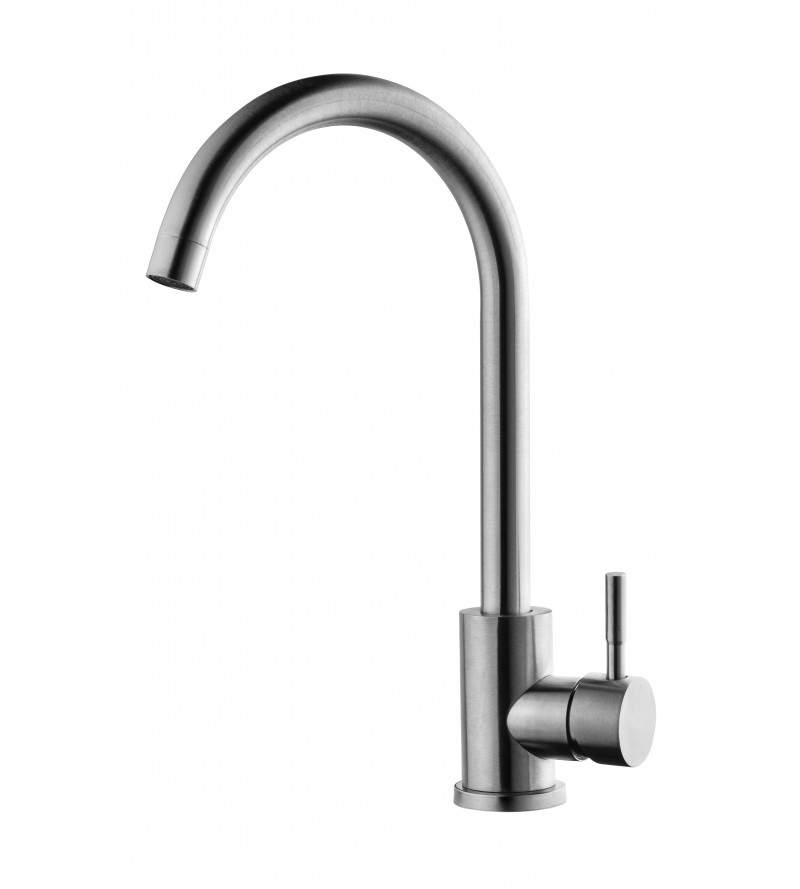 Kitchen faucet in 304 stainless steel with curved spout NICE 800035AS