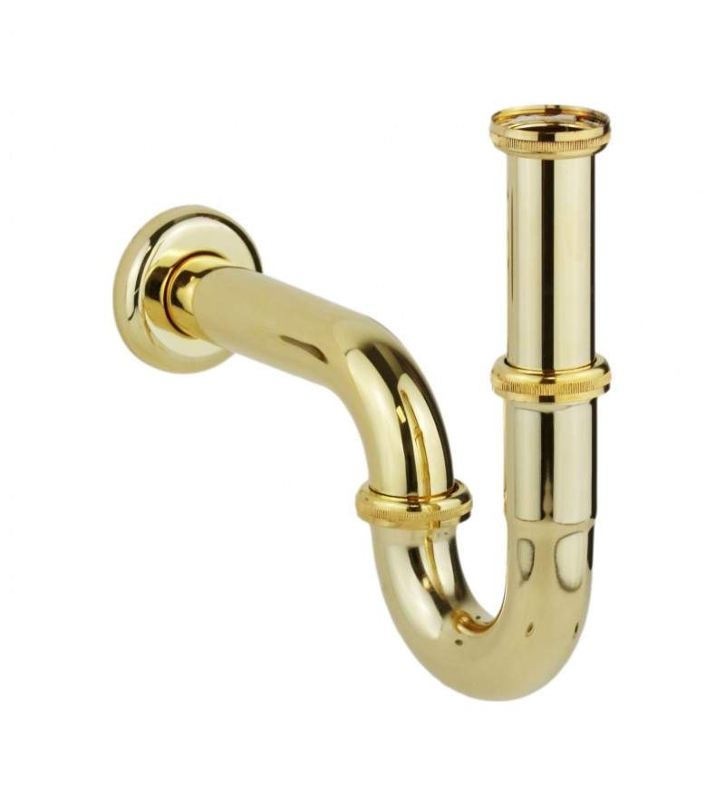 Sifone a tubo per lavabi in colore oro connessione 1"1/4 Zanetti 086114O