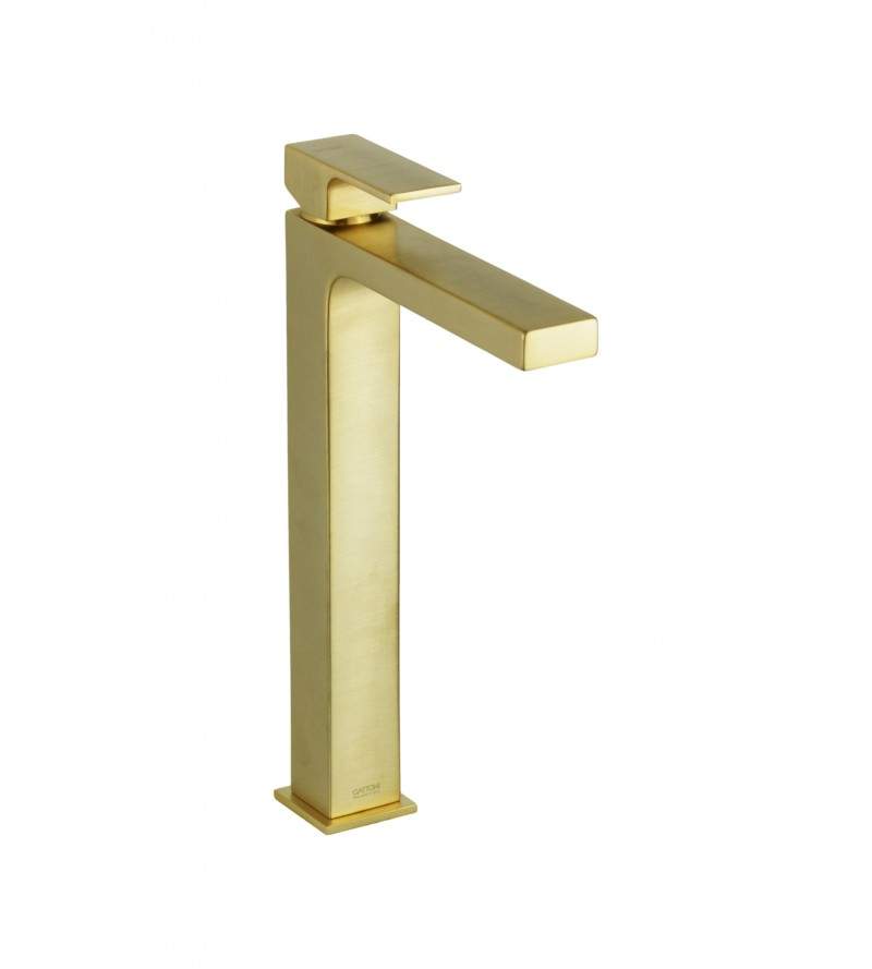Miscelatore lavabo tipo alto modello quadro colore oro spazzolato Gattoni SQUARE 2584/25SG
