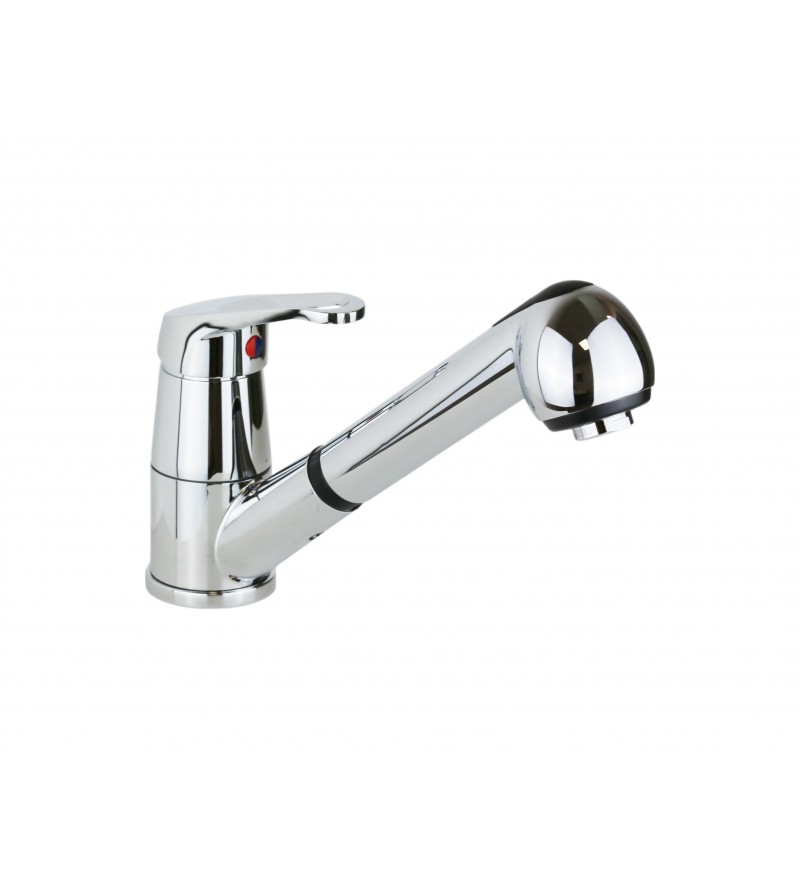 Kitchen sink mixer with adjustable spout 180 ° pull-out shower 512035