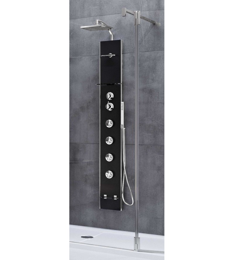 Shower panel in black color with whirlpool Novellini cascata 2