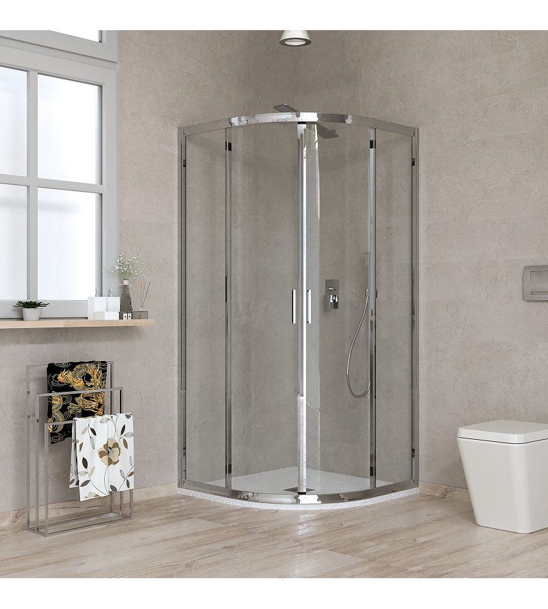 Semi-round shower enclosure 80 x 80 transparent glass Ercos Gold BBGOLTSE80