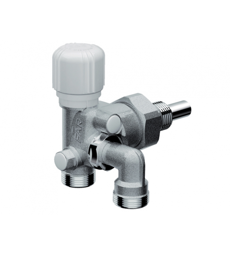 Chrome-plated thermostatic single-pipe valve with adjustable centre lin FAR 1428