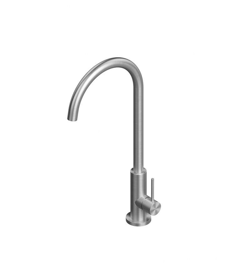Kitchen sink mixer in stainless steel AISI 316L curved spout Quadro srl 600AS