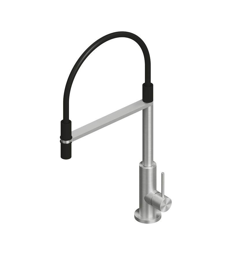 Kitchen sink mixer with black flexible hose and magnetic shower Quadro srl 604AS