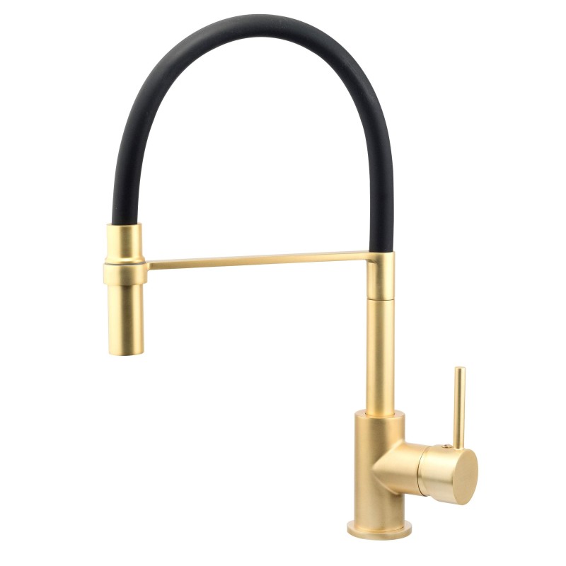 Pull-out shower kitchen sink mixer in brushed gold ICROLLA Mojito 7597MG