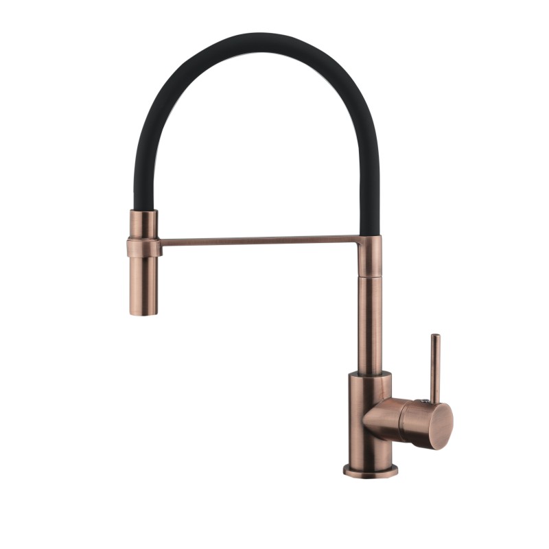 Pull-out shower kitchen sink mixer in antique copper ICROLLA Mojito 7597VR
