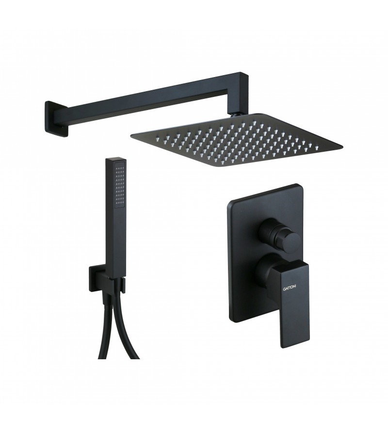 Complete shower kit square model in matt black Gattoni SQUARE KTQ15/PDNO