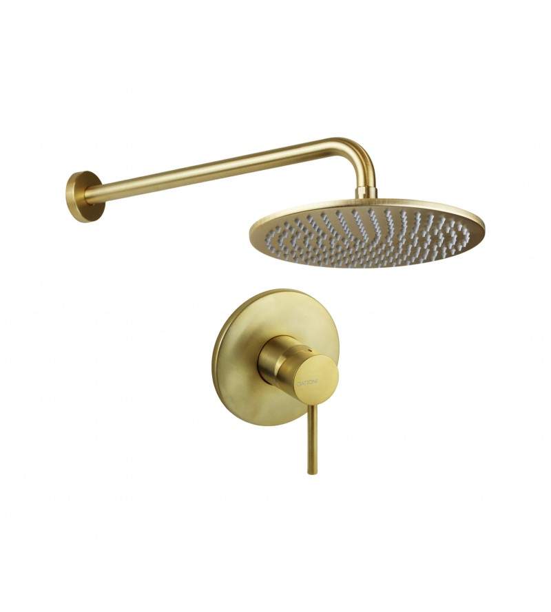 Shower kit in brushed gold complete with shower head and shower arm Gattoni Easy 1491/PDSG