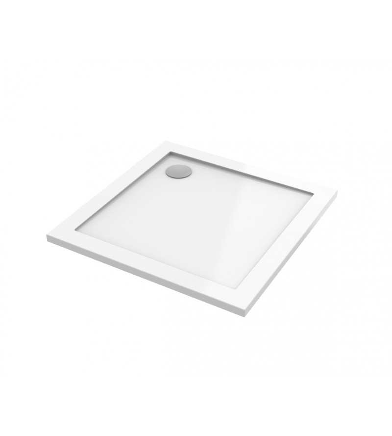 Plato de ducha cuadrado 90x90 cm color blanco en resina Ercos Solilux BPR02