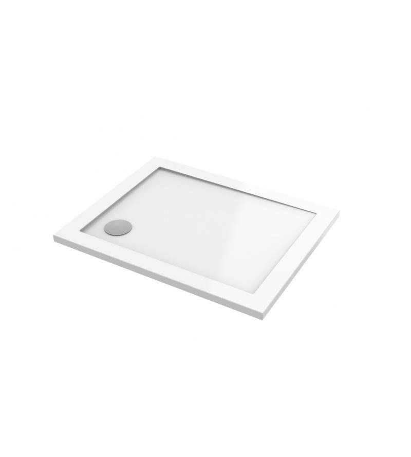 Rectangular shower tray 80x100 cm white color in resin Ercos Solilux BPR05