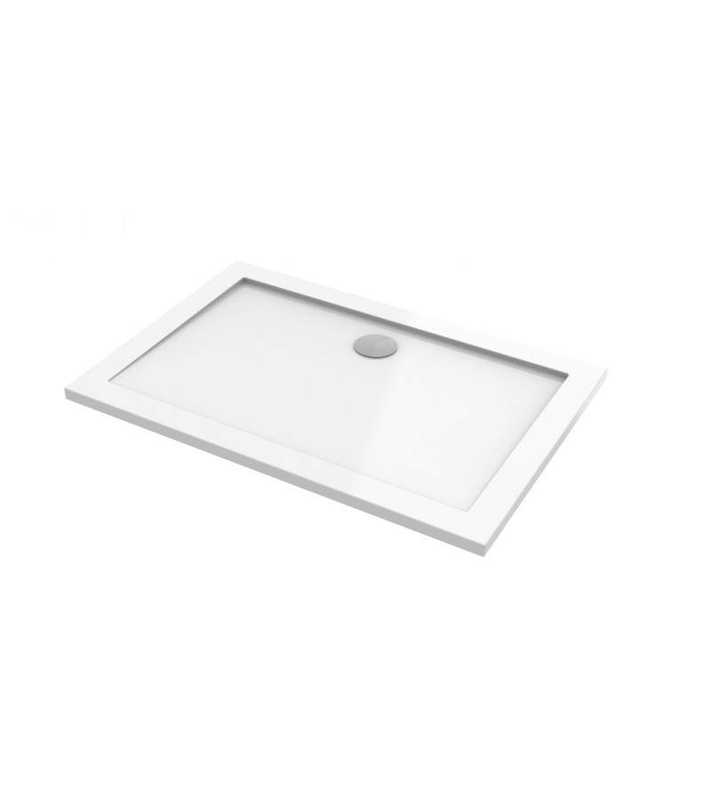 Rectangular shower tray 80x120 cm white color in resin Ercos Solilux BPR06