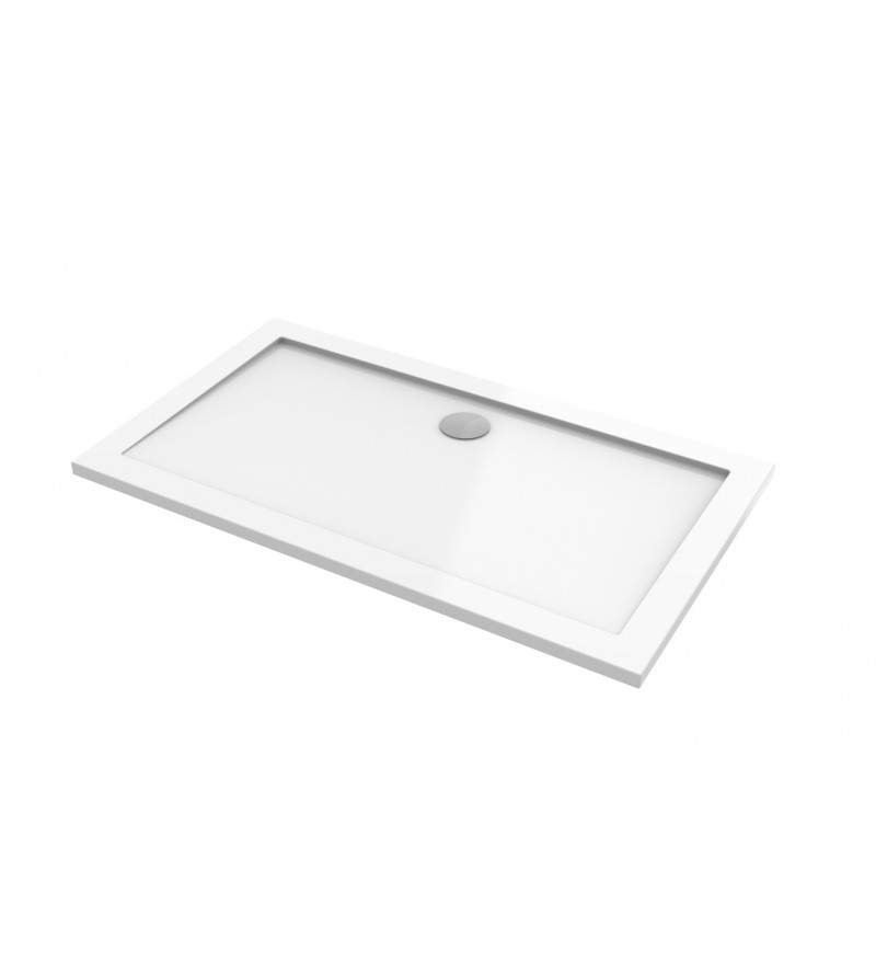 Rectangular shower tray 80x140 cm white color in resin Ercos Solilux BPR07
