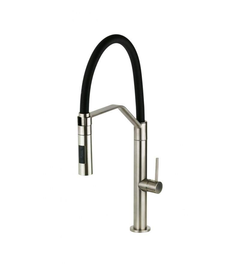 Kitchen sink mixer with brushed nickel double jet removable shower Fima Carlo Frattini F7047/1SN
