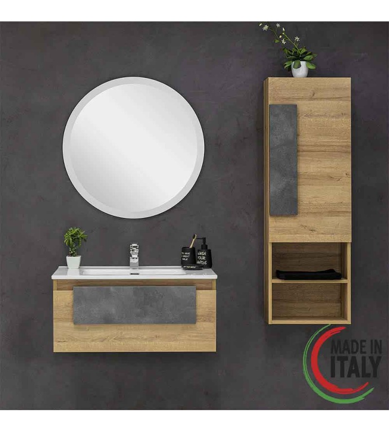 Composition de salle de bain 80 cm avec tiroir simple et élément mural Feridras Urban 804003