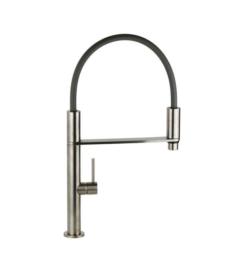 Kitchen sink mixer in brushed nickel color with single jet shower Fima Carlo Frattini F7047SN
