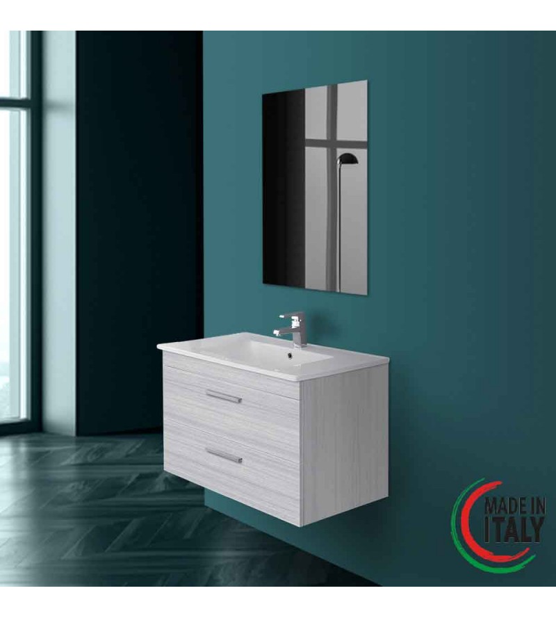 Suspended bathroom cabinet 81 cm gray color Feridras stella 799086