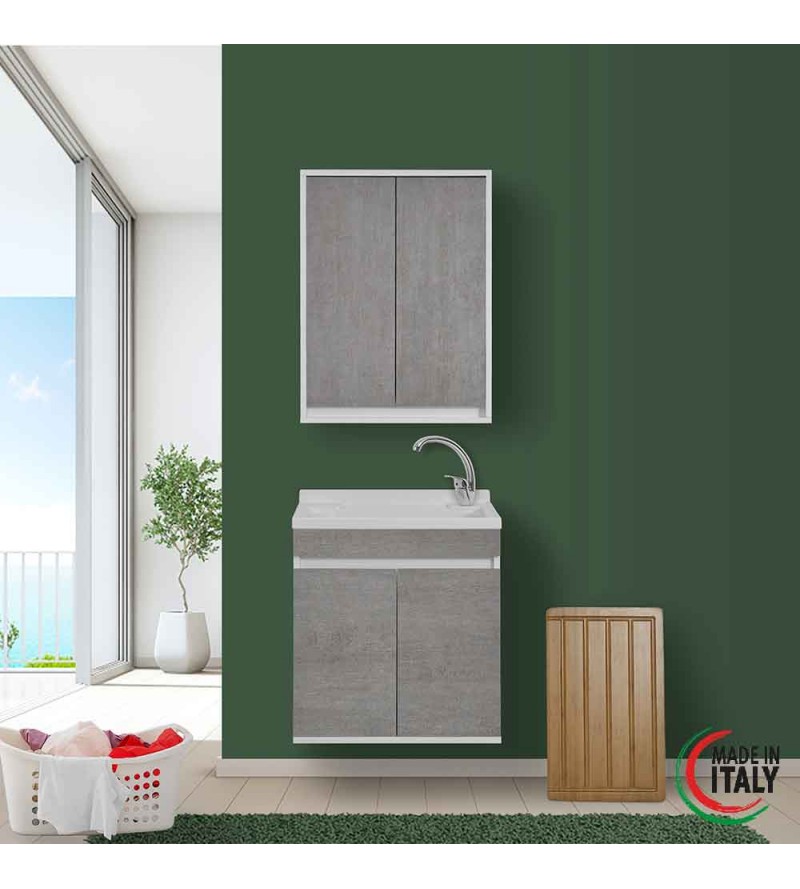 Instalación suspendida de lavabo de 60 cm en color cemento Feridras Fabula 801029