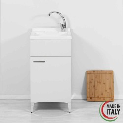 Dafne Italian Design Mueble de lavandería para puerta de lavadora de roble  nudo, lacado gris luz mate, tamaño: 135 cm de largo x 62,5 cm de ancho :  : Hogar y cocina