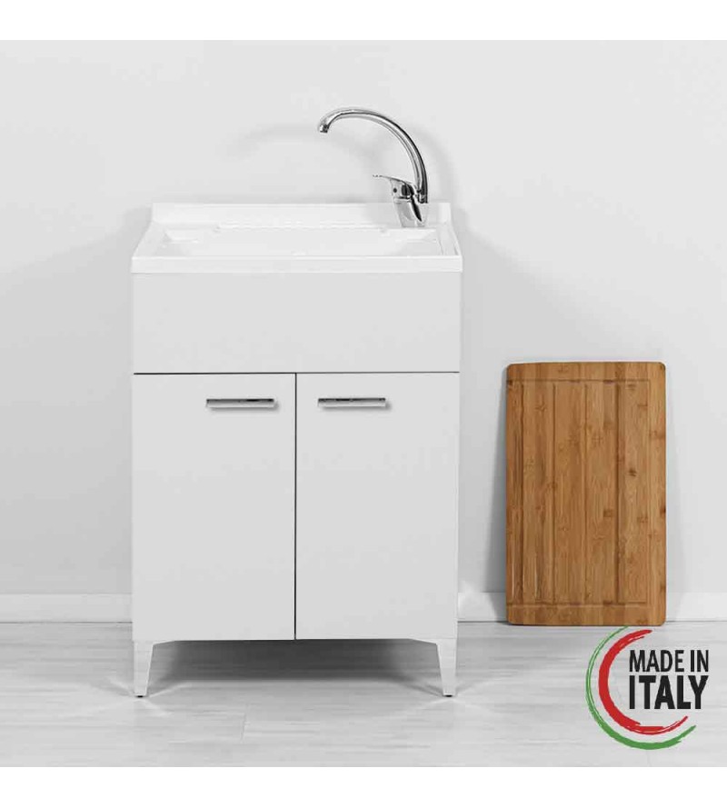 White washbasin cabinet with two doors 60 cm cm Feridras Stella 799040