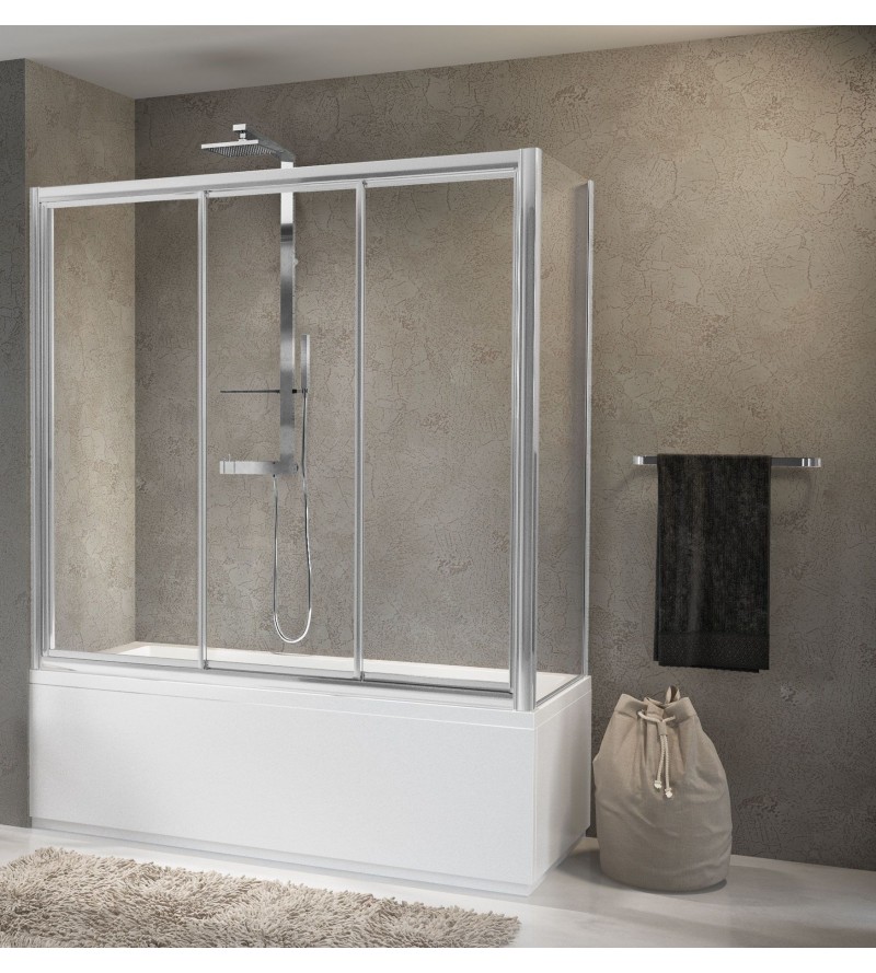 Bath screen opening 1 sliding door and 1 fixed in line Novellini Aurora 2PV4