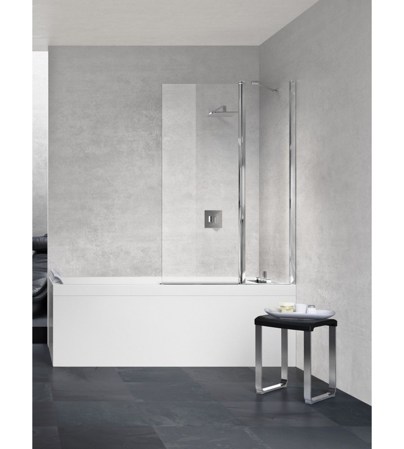 Bath screen 1 fixed and 1 180 ° swivel door with support bar Novellini Young 3V