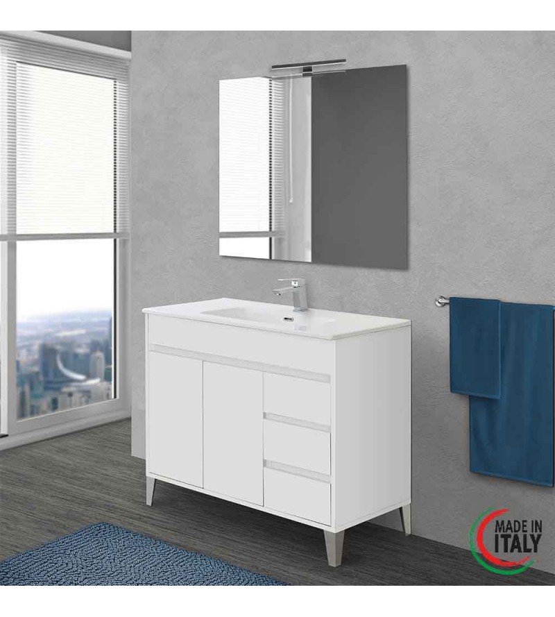 White bathroom cabinet 100 cm Feridras Mondo 606003