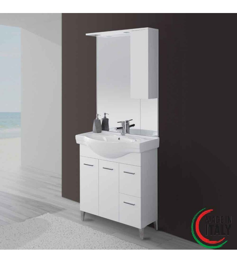 Complete bathroom composition 80 cm in white color Feridras Stella 799003