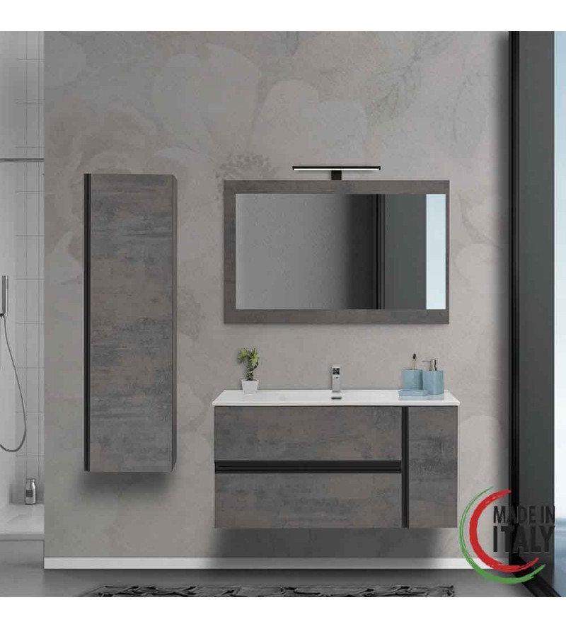 Suspended bathroom composition set 110 cm oxid color Feridras Oxid 805102