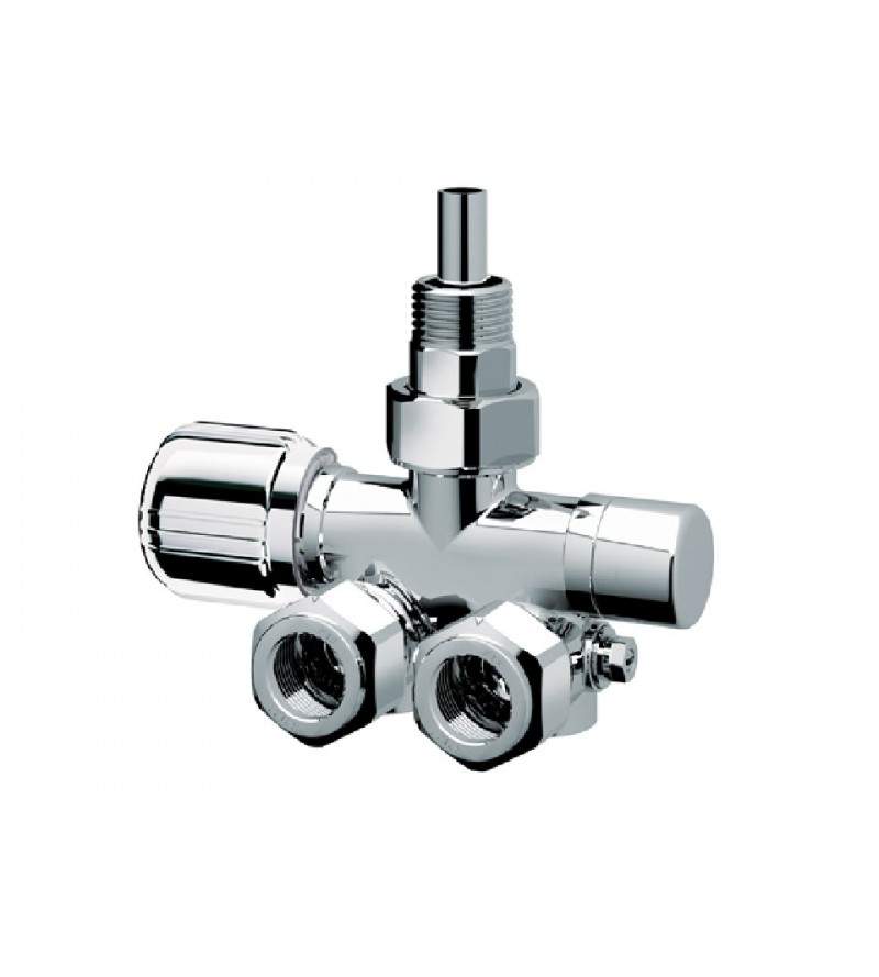 Chrome-plated thermostatic SINGLE/DOUBLE PIPE valve right-angled version FAR 0281