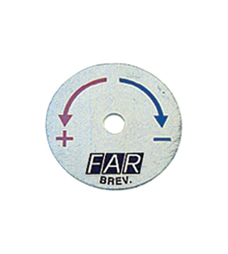 Silk-screened disc for 1550 FAR valves art 8655