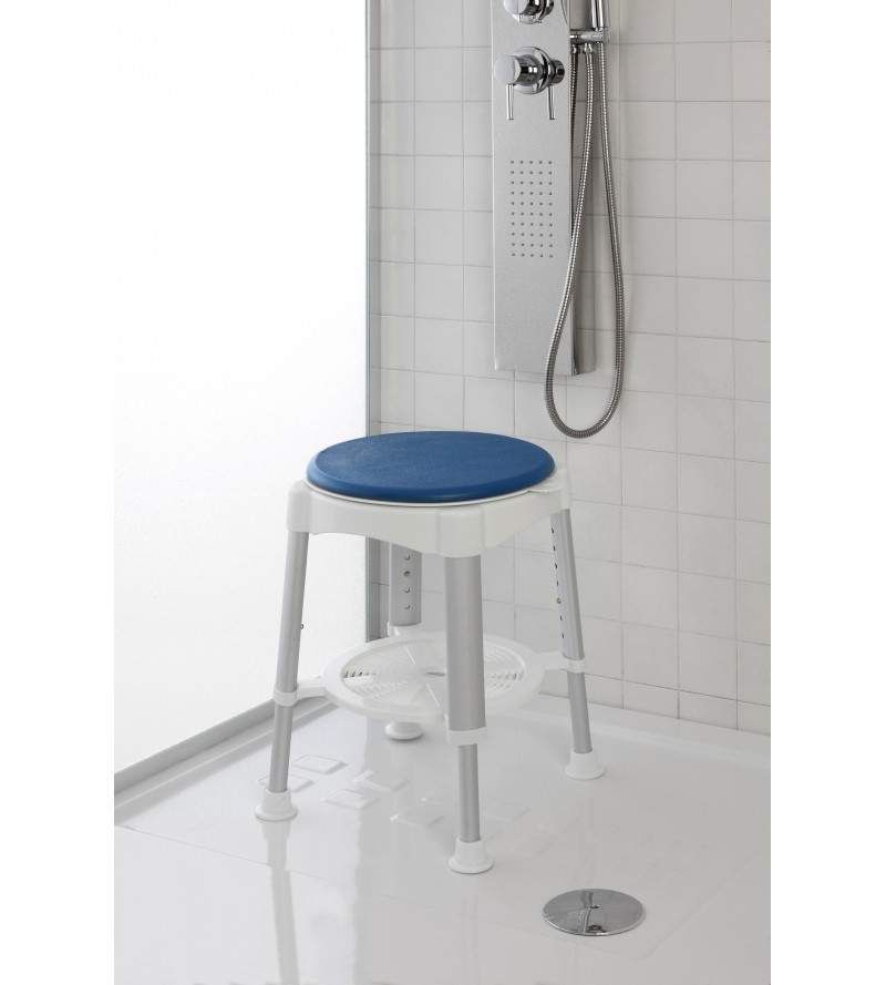 Sgabello per doccia regolabile in altezza con mensola Feridras 289013