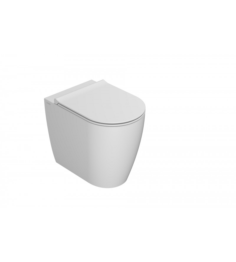Floor mounted ceramic toilet flush with the wall without rim 53.34 Globo Mode ME001