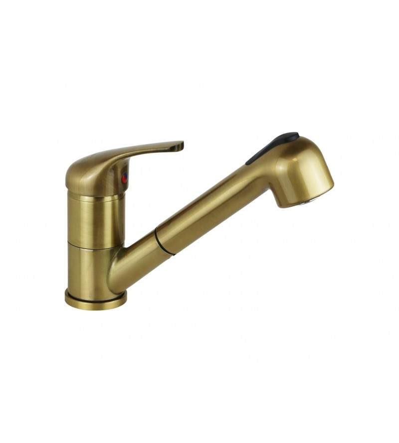 Traditional kitchen sink mixer with pull-out shower in bronze colour ICROLLA TECNOMIX 7070VO