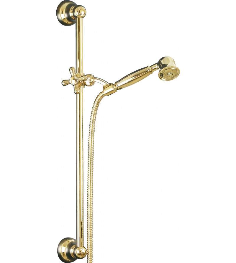 Retro style brass shower rail in gold colour Damast Antico 14733