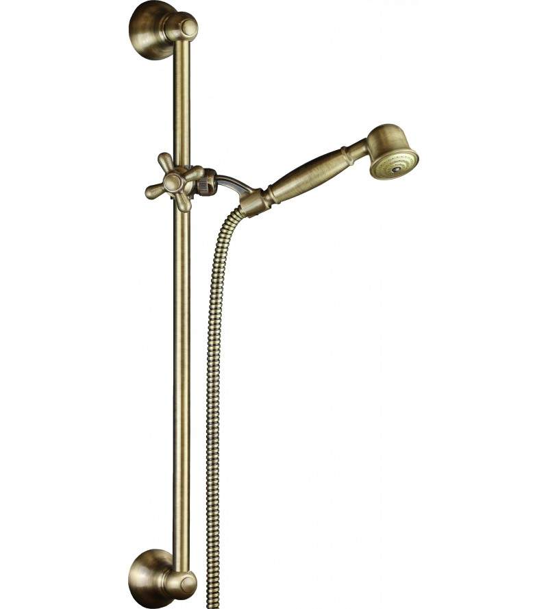 Retro style brass shower rail in antique bronze colour Damast Antico 14727
