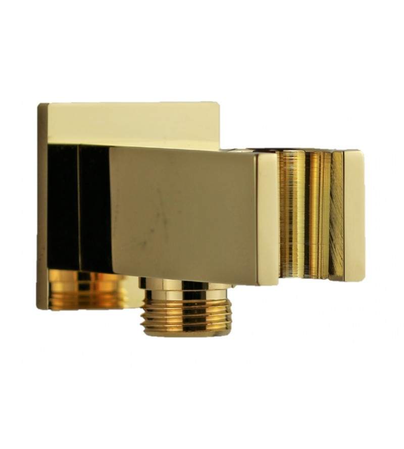Water outlet with shower support in gold color, square model Damast Simi 15467
